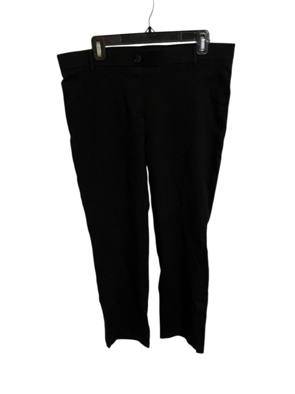 Betabrand Women's XL Black Straight Leg Mid-Rise Dress Pants Faux Pockets Slim
